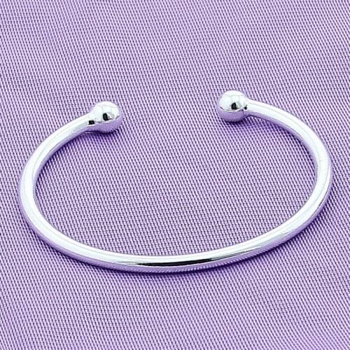 Fashion Hot 925 Sterling Silver 4mm Smooth Solid Bead Bracelet Bangles For Women Men Wedding Engagement Party Jewelry