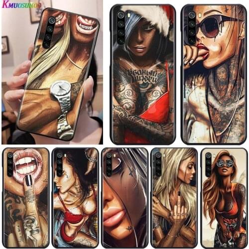 Sexy Tattoo Girl for OPPO Reno 2 Z 2Z 2F 3 4 5 Pro 5G 4Z 4SE 5F ACE F7 A5 A9 2020 Black Phone Case Soft Cover Shell
