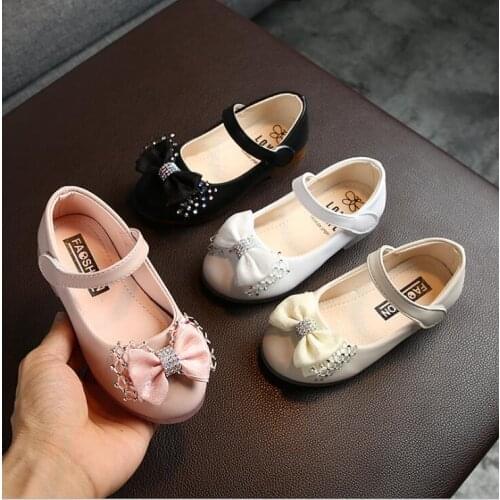 Baby Girls Toddler Shoes Children Kids Bowknot Bling Bling Party Dance Shoes Girl Wedding Childrens Flats Single Sneakers