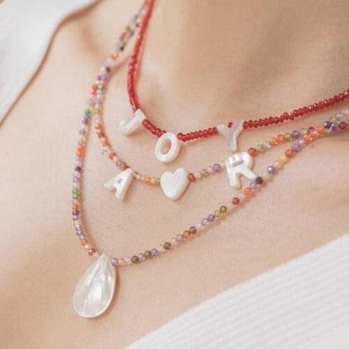 Women Natural Stone Name Necklace Handmade Personalized Custom Letter Pendant Choker 2021 Trendy новый год подарки For Girl