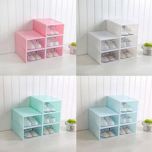 Storage Box Plastic Drawer Shoe Home Storage Box Stackable Organiser Clear Foldable UK