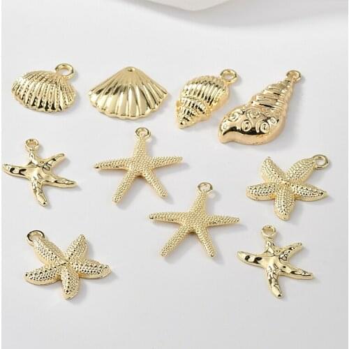New arrived 40pcs/lot ocean style cartoon Starfish scallop conch shape alloy floating locket charms diy jewelry earrring pendant