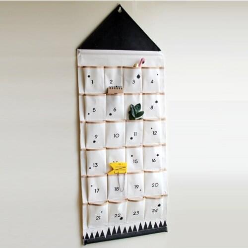 Hanging Storage Pockets Pouch with 24 Numbers for Home Office School Christmas Xmas Decoration Countdown Calendar JU31309