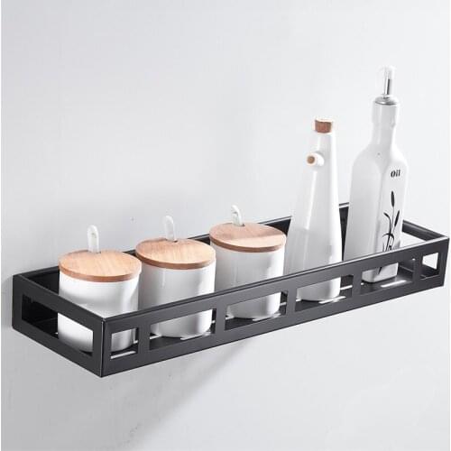 Stainless Steel Storage Shelf Rack Wall Mounted Kitchen Organizer Shelves Punch Free Spice Rack Bathroom Shampoo Storage Rack