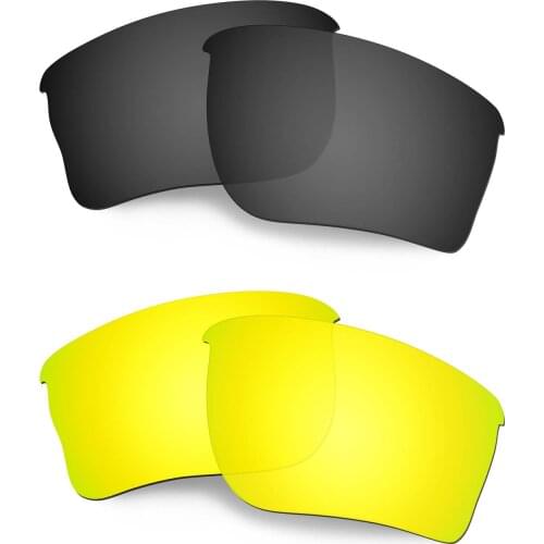 HKUCO Polarized Replacement Lenses For Quarter Jacket Sunglasses Black/Gold 2 Pairs