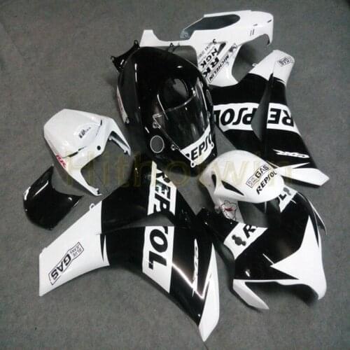 Custom motorcycle article for CBR1000RR 2008 2009 2010 2011 Fairings+Botls+Injection mold white black M2