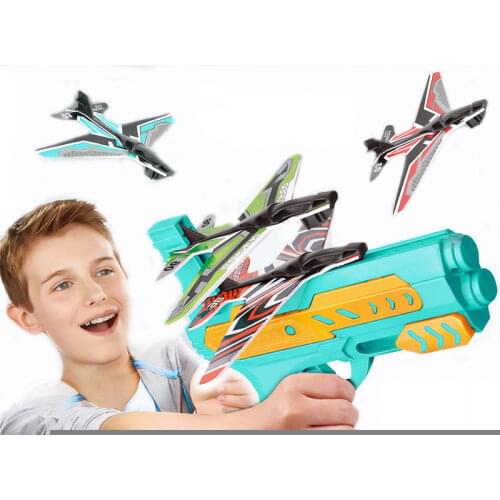 Airplane Launcher Bubble Catapult Plane Toy Catapult Gun Ejection Foam Airplane Shooting Game Toys Outdoor Sport Toys