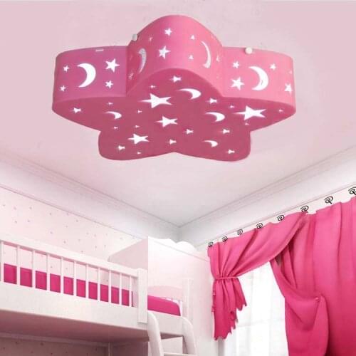 Five-pointed childrens pink/BLUE room ceiling light led girl boy room bedroom lamp creative cartoon lighting star moo LU721179
