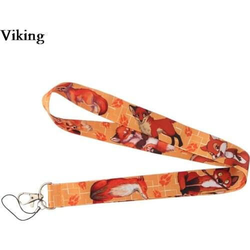 Cartoon Fox Lanyards for keys ID Card Smartphone Keychains Neck Strap USB Badge Holder Animal Phone Lanyard Hang Rope G0457