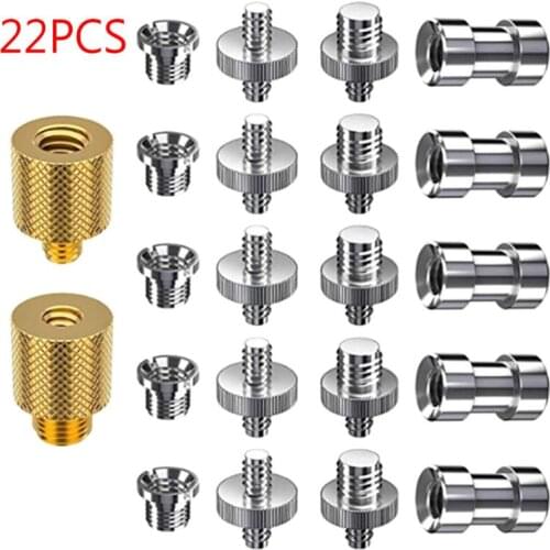 22Pcs/set Metal 1/4 to 3/8 Converter Threaded Screws Tripod Camera Screw Adapter Brass Screw Kits Photography Accessories