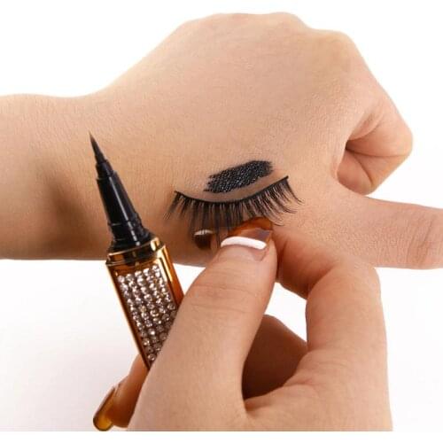 Self Adhesive Lashes Eyeliner No Glue Non Blooming Long-Lasting for Eyelashes Waterproof Eye Liner Pen Makeup Cosmetic TSLM2
