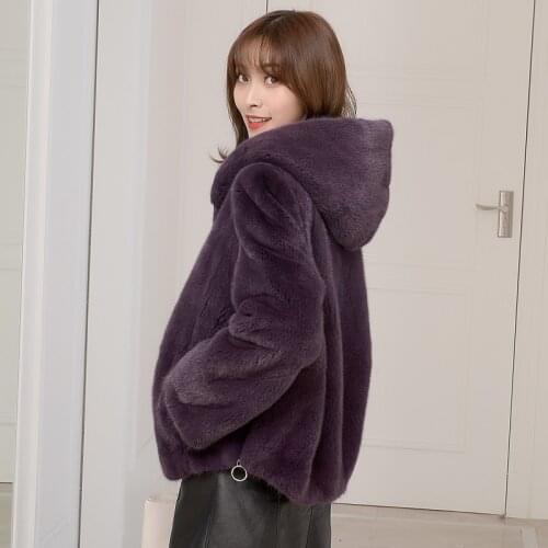 Real natural Mink fur coat 2019 womens clothing outerwear jacket coats new short hooded import