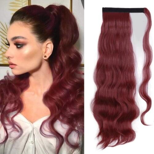 Synthetic Long Hollywood Wave Ponytail Extension Wrap Around Clip in Ponytail For Women Blonde Chemical Fiber Hair