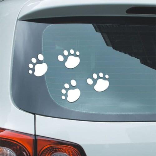 4Pcs Cat Paw Print Funny Vinyl Decal Car Sticker Motorcycle Waterproof Animals Auto Styling Body Window Footprints Car Decor