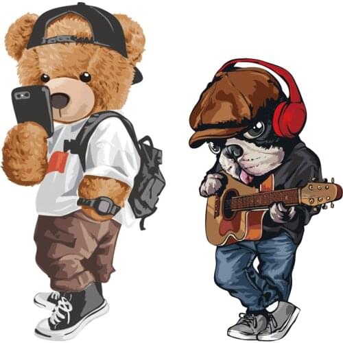 Thermo Stickers patches on clothes dog bear stickers Iron on transfers for clothing iron on heat transfer patches stripes badges