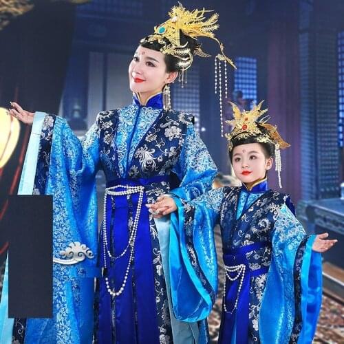 Princess WeiYoung Traditional Hanfu Mum and Daughter Parent Child Costume Sets Trditional Hanfu Stage Performance Costume