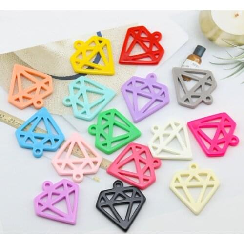 YEYULIN 20Pcs Fashion Flat Back Rrsin Charms Diamonds Shape Charms for Necklace Pendant Keychain Jewelry Charms