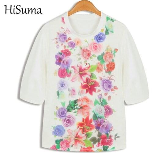 2020 Spring summer new flower Printing Womens Half Sleeve O-neck Cotton Organza fairy T-shirts chic Hip-Hop Tees Women T shirt