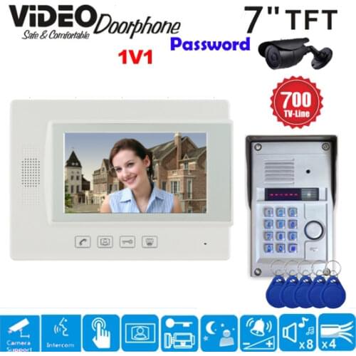 ZHUDELE Wholesale Home 7" LCD Monitor Speakerphone Intercom Color Video Door Phone Doorbell Access Control System IR Doorphone