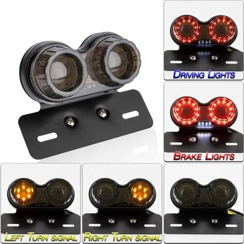 12V Motorcycle LED Tail Light License Plate Holder Turn Signals Brake Stop Lights Turn Signal brake light Custom Cafe Racer Lamp