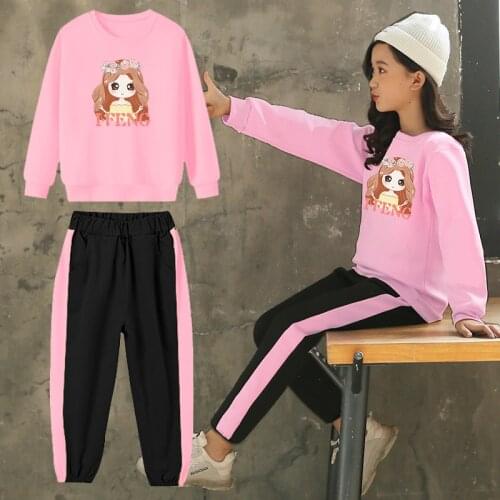 2021 Girls Clothing Sets Long Sleeve Shirts + Pants Suits Autumn Spring Girl Kids Clothes Children Tracksuit 6 7 8 9 10 12 Years