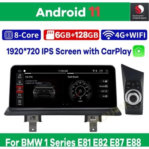 10.25" Snapdragon Android 10.0 Car Multimedia Player GPS Radio for BMW 1 Series 118i 120i E81 E82 E87 E88 with Wi-Fi 4G CarPlay