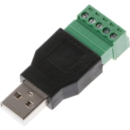 AXYC USB 2.0 Type A Male/Female to 5P Screw w/ Shield Terminal Plug Adapter Connector