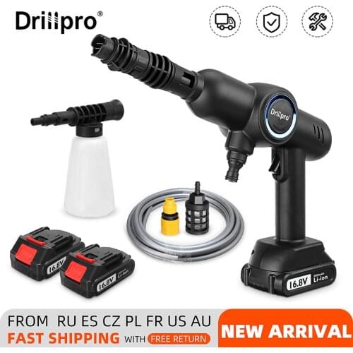 Drillpro Wireless High Pressure Car Washer Water Spray Gun High Pressure Car Washing Machine 2x Li BatteryFor 18V Makita Battery