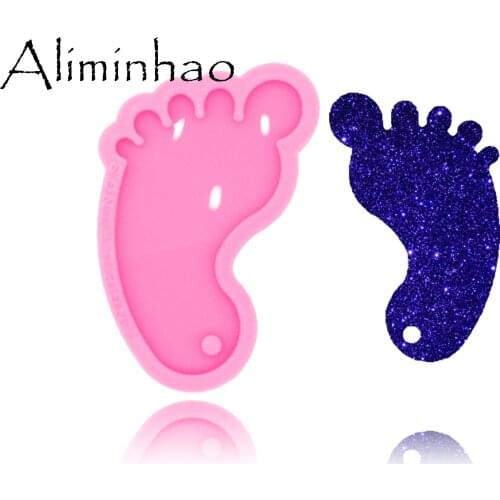 DY0461 Shiny Glossy Foot Shape Necklace Jewelry Epoxy Silicon Mould Crafting Keychain Resin Silicone Mold