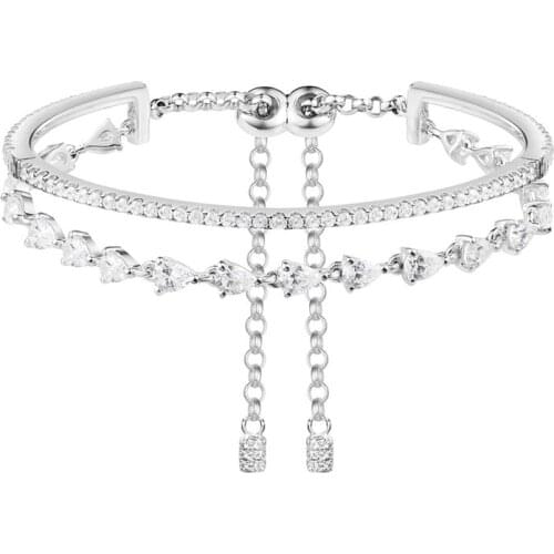 SLJELY S925 Sterling Silver Micro Inlay Zircon CZ Elegant Double Layer Bangle Dinner Party Banquet Bracelet Women Fine Jewelry