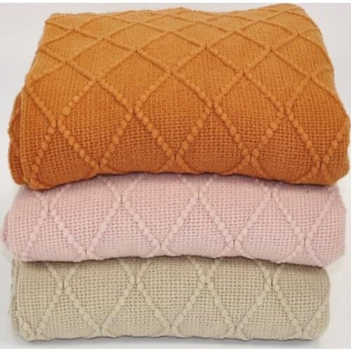 Throw Blanket Textured Solid Soft Sofa Couch Cover Decorative Knitted Blanket