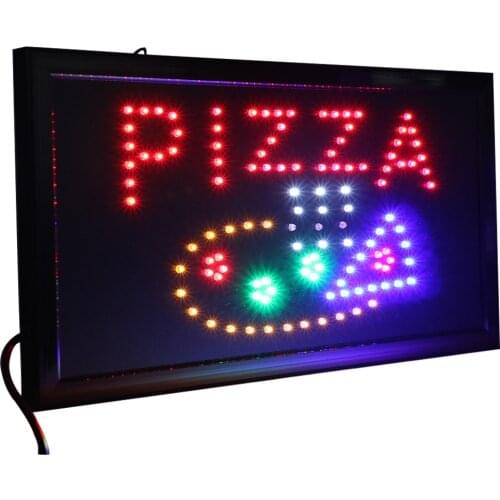 CHENXI 21 Styles Led Pizza Shop Open Neon Signs Indoor Animated Motion Running 19*10 Inch Pizza Store Food Display