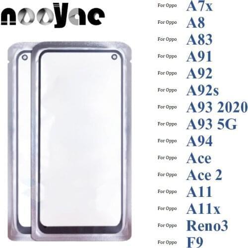 Black Digitizer LCD Sensor Glass Panel For Oppo A7x F9 A8 A11 A11X A83 A91 Reno 3 Touch Screen Glass lens + With OCA Film