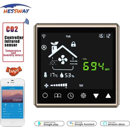 TUYA WIFI APP Control Air Quality Sensor Regulator CO2 for Room Air Quality Fresh Automatic Fan RS485 Protocol