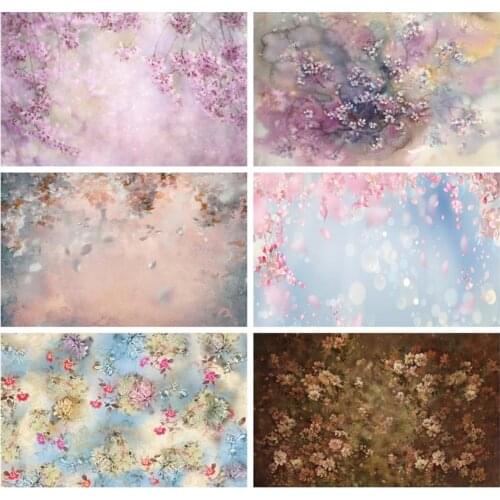 Laeacco Baby Shower Photo Backdrops Ink Painting Flowers Bokeh Kids Newborn Portrait Photography Backgrounds For Photo Studio
