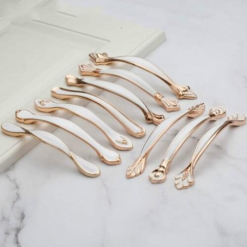 JD Luxury European Kitchen Porcelain White Cabinet Handle Gold Drawer Wardrobe Door Handle Solid Thickened Phnom Penh Modern
