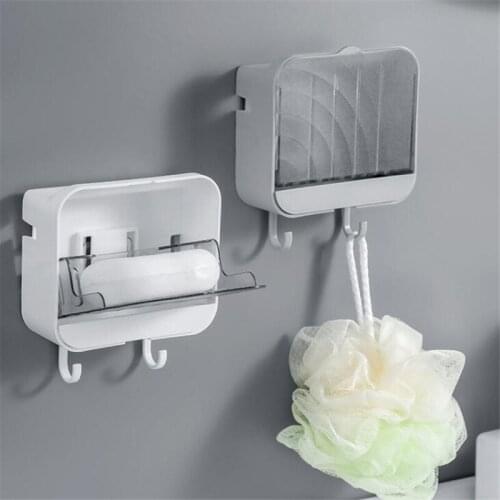 Creative Soap Rack New Vertical Dustproof Lid Drain Soap Box Bathroom Nail-free Wall Hanging Soap Storage Box Bathroom Supplies