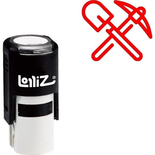 LolliZ Pickaxe Shovel Self-Inking Rubber Stamp - Modern Symbol Series