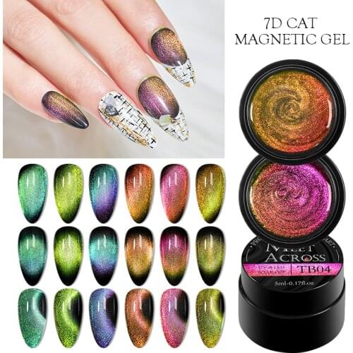 MEET ACROSS Magnetic Gel Polish 7D Cat Eye Gel Soak Off UV LED Gel Set Base Top Coat For Nails Gel Lacquers Hybrid Varnish