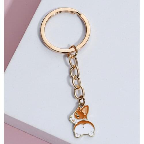 Lovely Corgi Keychain Alloy Animals Ass Key Ring Enamel Key Chains For Women Handbag Accessorie Car Hanging Jewelry Handmade
