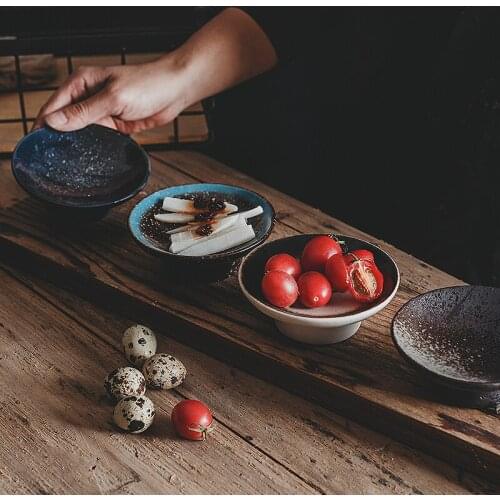 Japanese high-footed bowls and plates snack dish, household taste dish dim sum snack dish cold dish salad bowl small bowl round