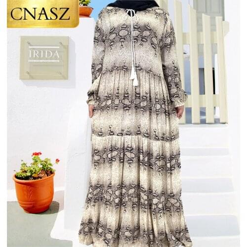 New Fashion Long Sleeve Printed Simpale Skirt 2021 Arabic Turkey Islam Ladies Muslim Jilbab Hijab Dress For Women