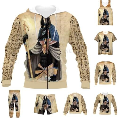 New Funny 3D Full Print Egyptian God T-shirt/Sweatshirt/Zip Hoodies/Thin Jacket/Pants Four Seasons Casual Suit V58