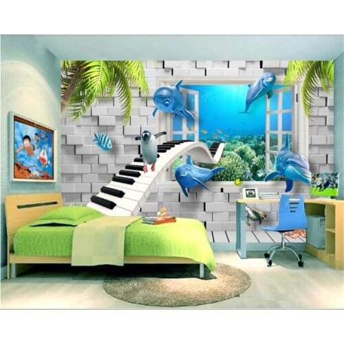 Beibehang wallpaper for kids room papel de paredeHD behang modern creative underwater world children room background wallpaper