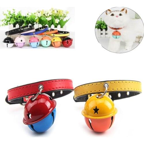 Solid Leather Cat Collar With Bell Puppy Neck Strap Safety Kitten Collars Chihuahua Necklace Cat Accessories Necklace Cat Leash
