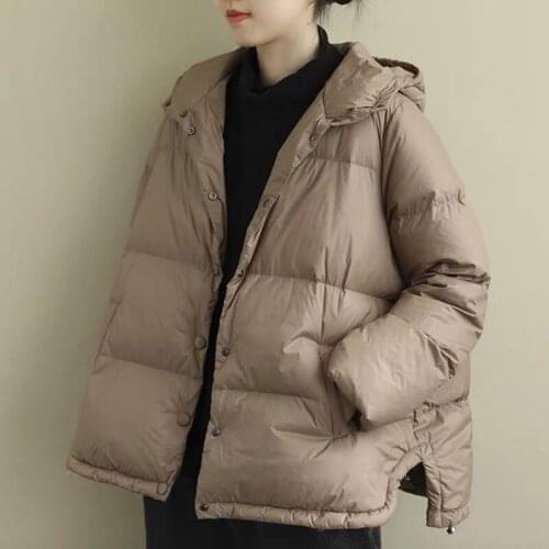 Autumn Winter New Whiter Duck Down Ultra Light Women Coats Thicken Outwear Loose Casual Long Sleeve Hooded Warm Down Jackets