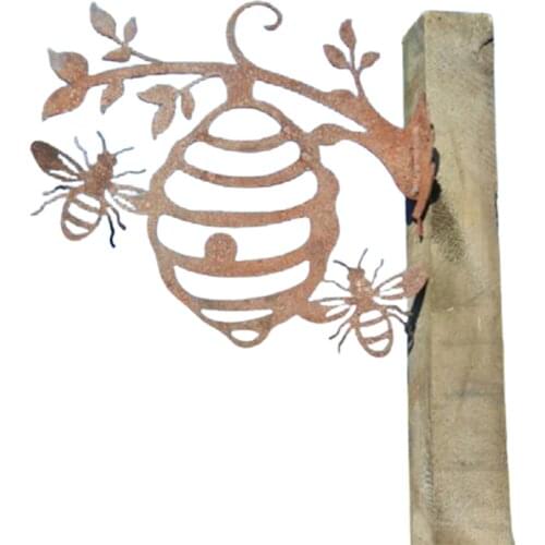 Fathers Day Gift Bee Hive Garden Decor Iron Silhouettes Tree Plug-in Ornament D1