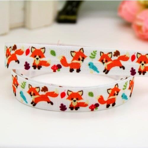 DHK 5/8'' 5yards Fold Elastic FOE fox printed headband headwear hairband diy decoration wholesale E491