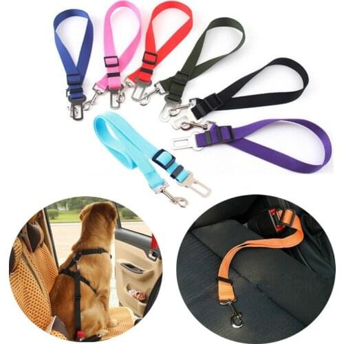 Safe Driving Pet Car Seat Belt Nylon Ajustable Cat Dog Harness Collar Leash Pet Seat Belt Travel Clip For Medium Small Dog
