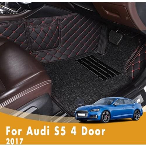RHD Luxury Double Layer Wire Loop Carpets Car Floor Mats For Audi S5 4 Door 2017 Floorliners Anti-Dirty Waterproof Rugs Parts